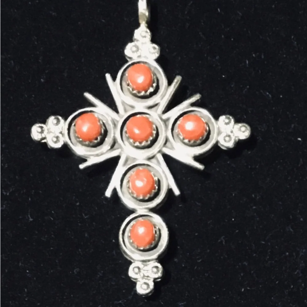 Sterling Silver Turquoise Cross Pendant - Blue Accent